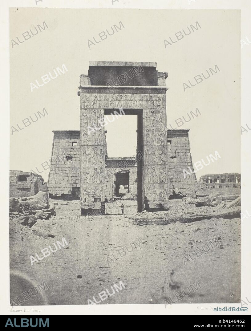 Karnak, Propylone du Temple de Khons; Thèbes. Maxime Du Camp; French, 1822-1894. Date: 1849-1851. Dimensions: 20.7 ×16.2 cm (image/paper); 43 × 29.8 cm (album page). Salted paper print, plate 27 from the album "Egypte, Nubie, Palestine et Syrie" (1852). Origin: France.