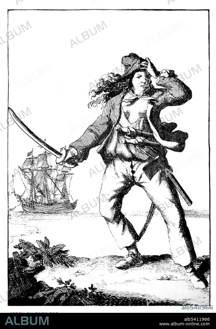 Mary Read AKA Mark Read (1685 - 1721) was an English pirate. She began dressing as a boy by her mother in order to receive inheritance money and then to join the British military. In 1720 she met Jack Rackham and joined his crew, dressing as a man alongside Anne Bonny. Rackham and his crew were arrested. Bonny and Read were pregnant and received delayed sentences but Read died of a fever.  Howard Pyle's Book of Pirates, 1921 (cropped and cleaned).