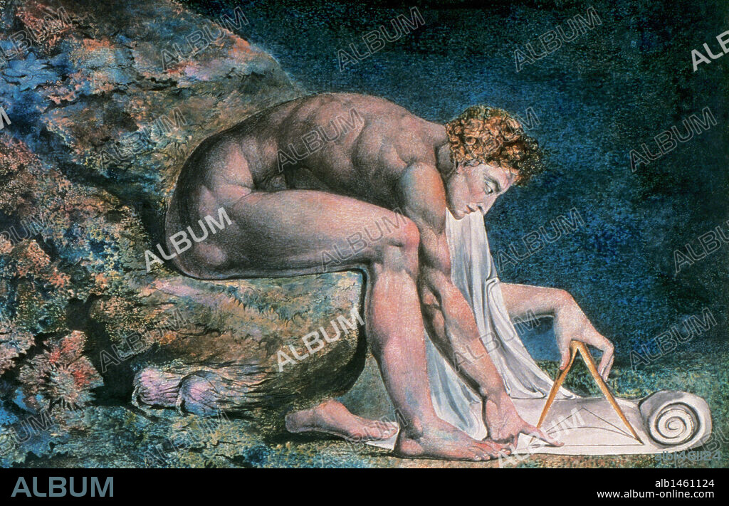 NEWTON, Sir Isaac (1642-1727). Físico, matemático y astrónomo inglés. Descubridor de las leyes de la gravitación universal. Retrato realizado en 1795 por William BLAKE (1757-1827). Tate Gallery. Londres. Inglaterra.