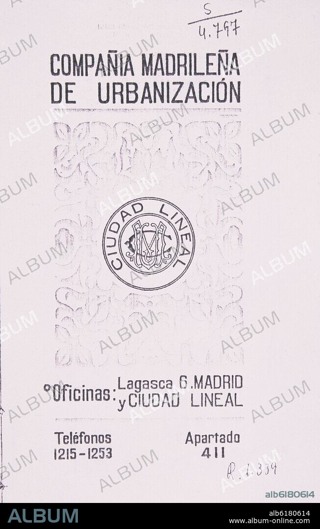 ARTURO SORIA (1844-1920). PROYECTO PARA LA CIUDAD LINEAL - 1894 - PROYECTO DE LA COMPAÑIA MADRILEÑA DE URBANIZACION -.