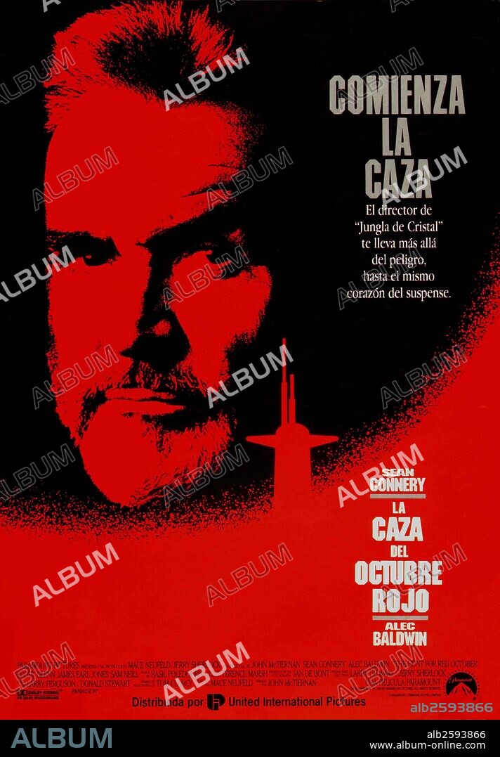 Poster de LA CAZA DEL OCTUBRE ROJO, 1990 (THE HUNT FOR RED OCTOBER), dirigida por JOHN MCTIERNAN. Copyright PARAMOUNT PICTURES.