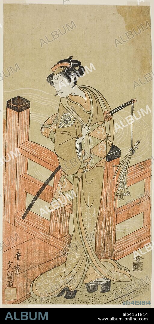 The Actor Nakamura Matsue I as Tsuchiya Umegawa Disguised as the Female Sumo Wrestler Oyodo (?) in the Play Naniwa no Onna-zumo (?), Performed at the Nakamura Theater (?) in the Sixth Month, 1770 (?). Ippitsusai Buncho; Japanese, active c. 1755-90. Date: 1765-1775. Dimensions: 29.1 x 14.4 cm (11 1/2 x 5 11/16 in.). Color woodblock print; hosoban. Origin: Japan.