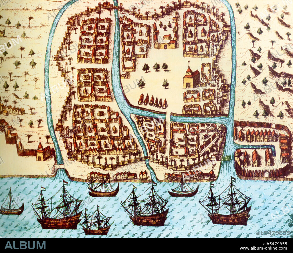 Following successful expeditions to the East Indies [Indonesia], the Dutch set up a factory and a fortress in Bantam, which was later moved to the new capital in Jakarta. The Dutch East India Company, or VOC, was set up in 1602 to exploit  the East Indies and, in particular, the Moluccas or Spice Islands, which were the world's major provider of nutmeg, mace, cloves and pepper. Until that point, the spice trade had been dominated by the Portuguese. Between 1602 and 1796, the VOC sent almost a million Europeans to work in the Asia trade on 4,785 ships, and netted more than 2.5 million tons of Asian trade goods.