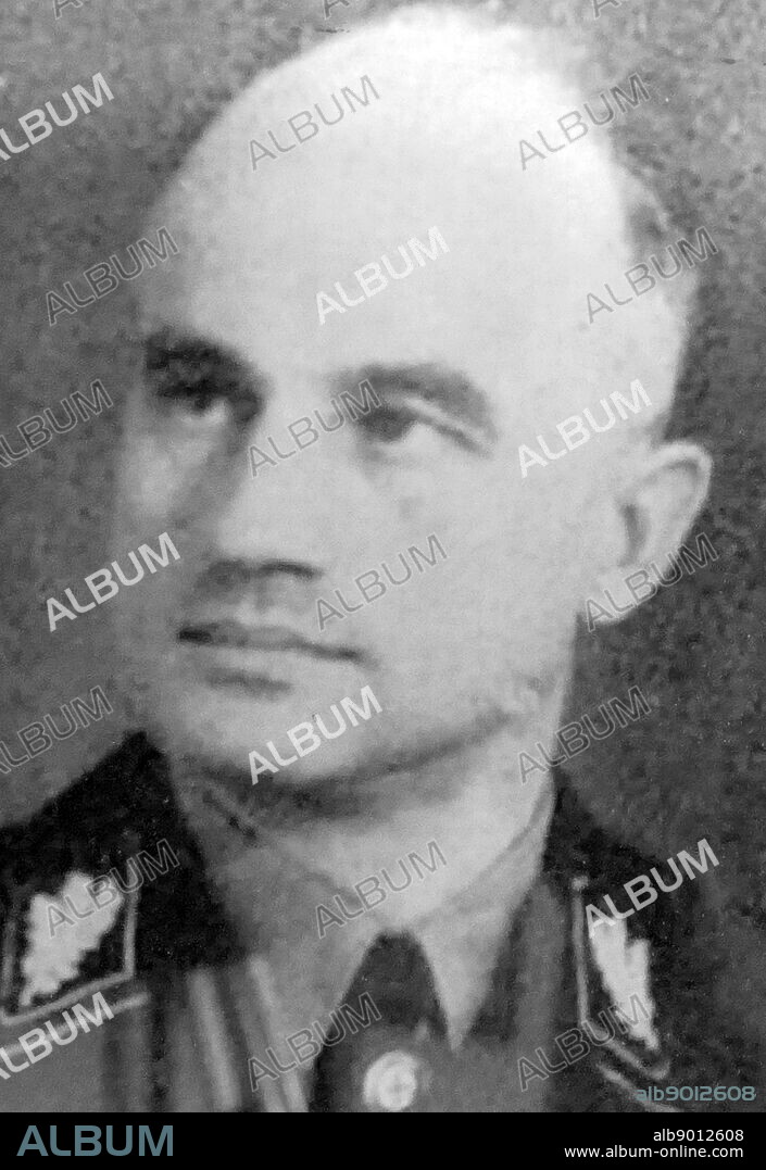 A photograph of Richard Hildebrandt. Richard Hermann Hildebrandt (1897-1952) a German politician in Nazi Germany, member of the Reichstag, and a high-ranking Schutzstaffel commander.