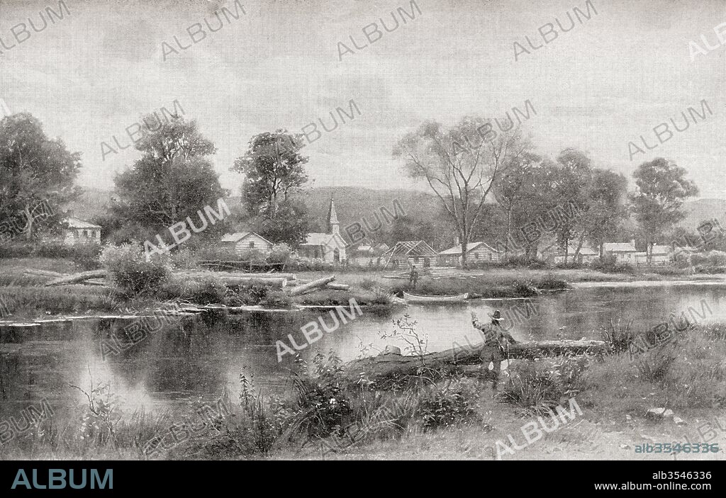 The Ebenezer Settlement, aka New Ebenezer, Effingham County, Georgia, United States. Established in 1734 by 150 Salzburger Protestants who had been expelled from the Archbishopric of Salzburg in present-day Austria by edict. From The History of Our Country, published 1900.