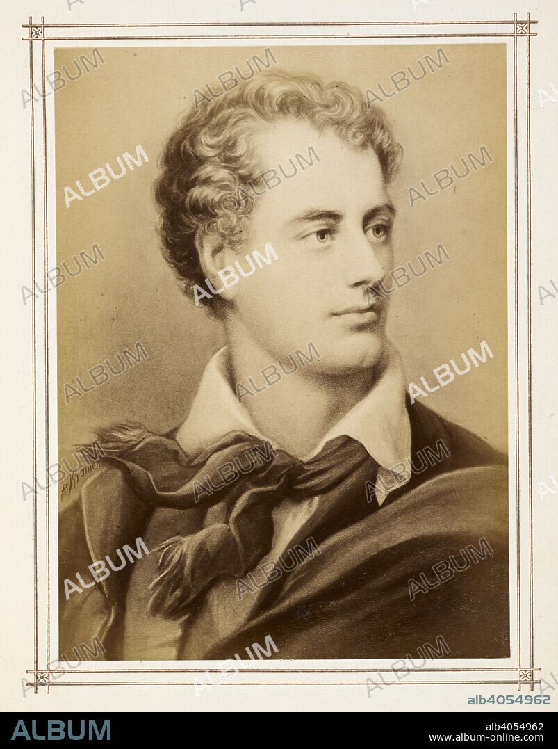 JOSEPH GOSTICK. George Gordon Byron, 6th Baron Byron, later George Gordon Noel, 6th Baron Byron, FRS (22 January 1788 â€“ 19 April 1824), commonly known simply as Lord Byron, was an English poet and a leading figure in the Romantic movement. English poets. Twelve essays ... With twelve portraits. London : Frederick Bruckmann, 1876. Source: 1560/4193 plate facing page 172.