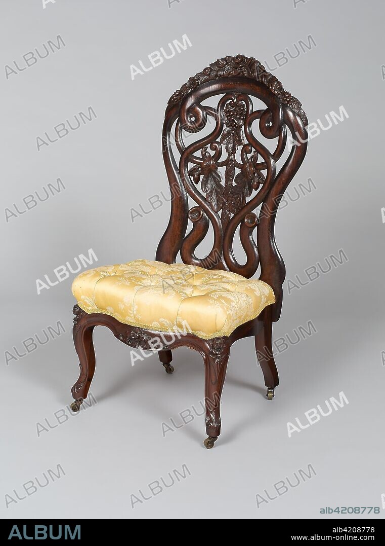 JOHN HENRY BELTER AND COMPANY. Side Chair. John Henry Belter & Co.; American, 1854-1867. Date: 1851-1867. Dimensions: 94.6 × 47.6 × 42.6 cm (37 1/4 × 18 3/4 × 16 3/4 in.). Rosewood. Origin: New York City.