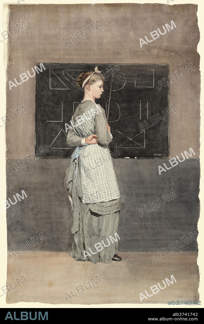 WINSLOW HOMER. Blackboard. Dated: 1877. Dimensions: sheet: 50.17 x 32.39 cm (19 3/4 x 12 3/4 in.)  support: 54.93 x 38.74 cm (21 5/8 x 15 1/4 in.). Medium: watercolor on wove paper.