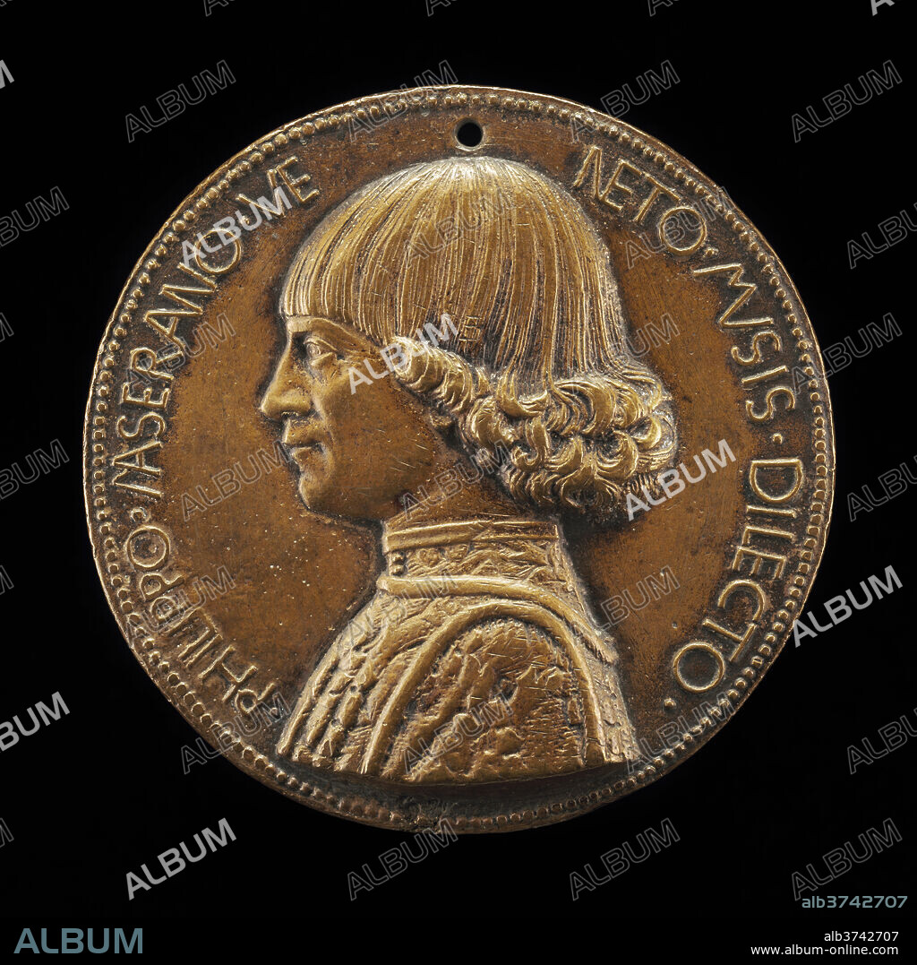 GIOVANNI BOLDù. Filippo Maserano, Venetian Poet [obverse]. Dated: 1457. Dimensions: overall (diameter): 7.21 cm (2 13/16 in.)  gross weight: 97.73 gr (0.215 lb.)  axis: 1:00. Medium: bronze.
