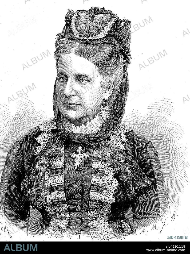 Princess Clementine of Orleans, Marie Clementine Leopoldine Caroline Clotilde d'Orleans, 6 March 1817 - 16 February 1907, princess of Saxe-Coburg and Gotha and duchess in Saxony, hictorical illustration from 1880.