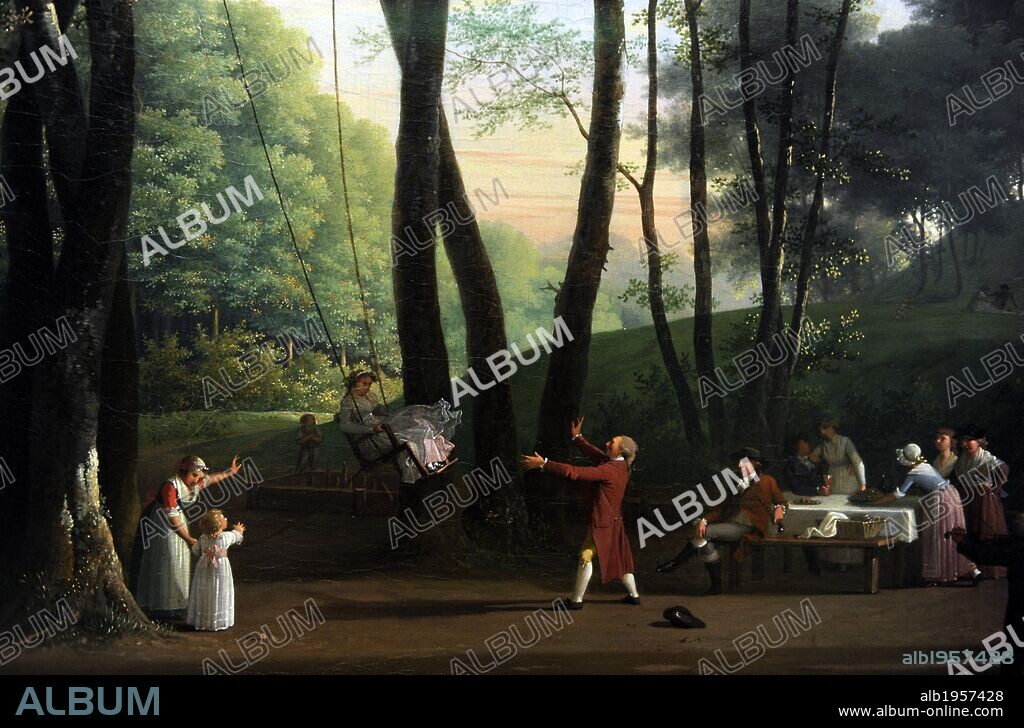 ARTE. SIGLO XVIII. NORTE EUROPA. Jens Juel (1745? 1802). Pintor danés, conocido ante todo por sus muchos retratos. "Baile en el claro de Sorgenfri, norte de Copenhague, 1800". Museo Nacional de Arte de Copenhague o Statens Museum for Kunst. Dinamarca. Europa.