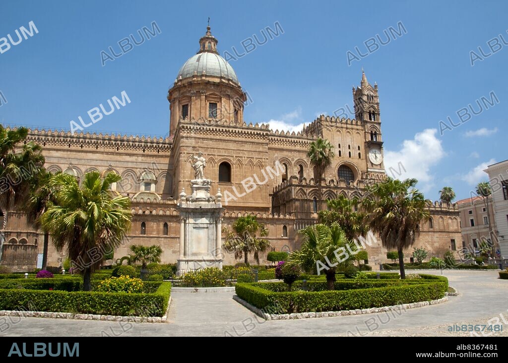 Italy: Metropolitan Cathedral of the Assumption of Virgin Mary (Palermo Cathedral), Palermo, Sicily. The church was erected in 1185 by Walter Ophamil (or Walter of the Mill), the Anglo-Norman archbishop of Palermo and King William II's minister, on the area of an earlier Byzantine basilica. The upper orders of the corner towers were built between the 14th and the 15th centuries, while in the early Renaissance period the southern porch was added. The present neoclassical appearance dates from the work carried out between 1781 and 1801.