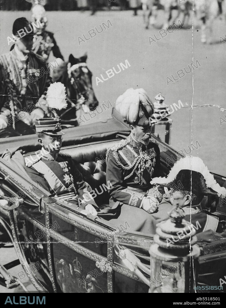 The Visit Of The Crown Of Japan -- The King and his Royal Guest New Emperor Hirohito of Japan on route for the Buckinghan Palace. December 29, 1937.