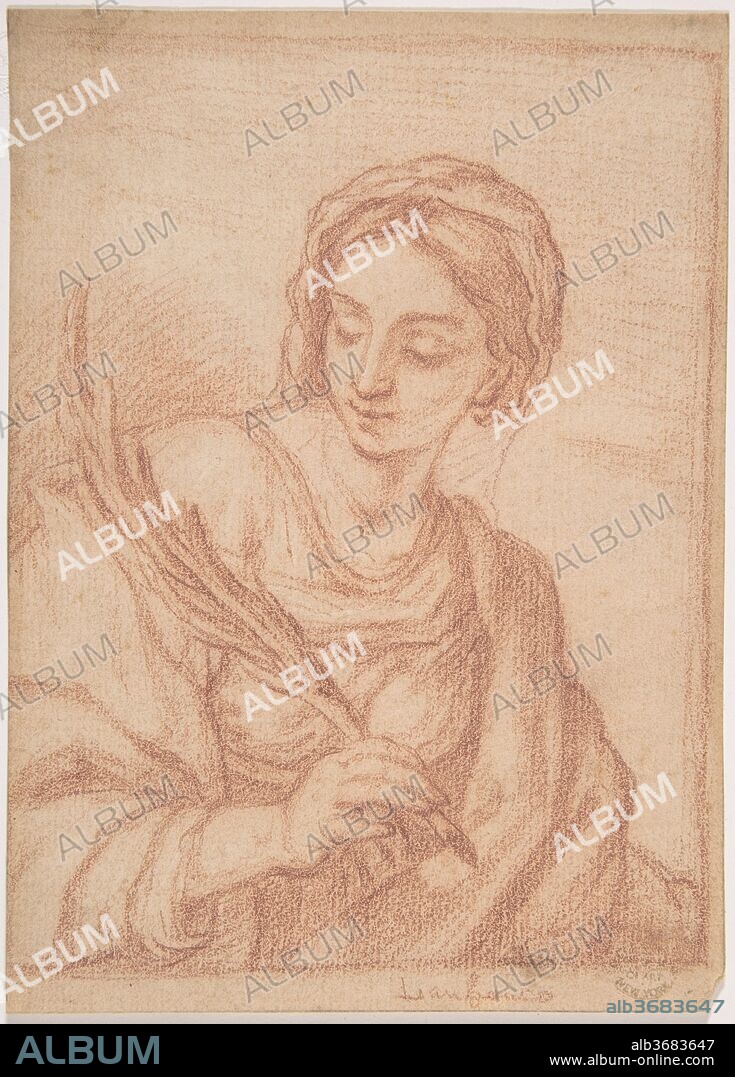 Virgin with a Palm Branch. Artist: Anonymous, Italian, Roman-Bolognese, 17th century. Dimensions: 6-11/16 x 4-13/16 in.  (17 x 12.2 cm). Date: 17th century.
