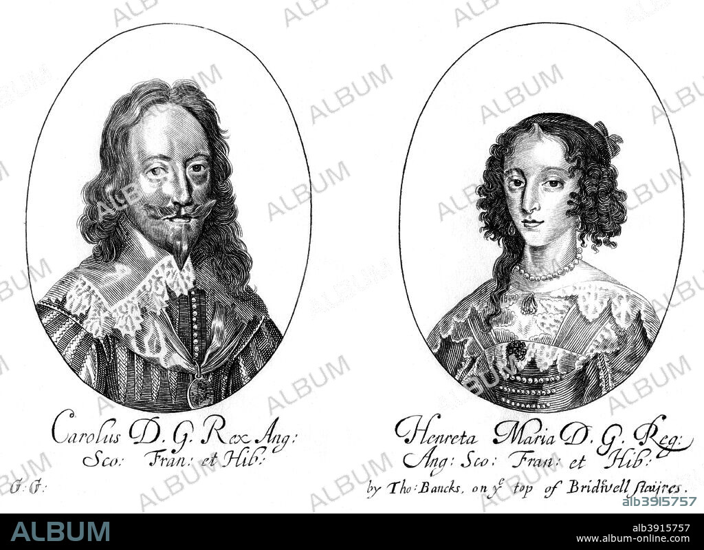 King Charles I (1600-1649) and Queen Henrietta Maria (1609-1669). Charles I was King of England, Scotland and Ireland from 1625 until his execution in 1649. He famously engaged in a struggle for power with the Parliament of England, indeed many feared he was attempting to gain absolute power. His last years were marked by the English Civil War. Charles was defeated in the first Civil War (1642-1645), after which Parliament expected him to accept demands for a constitutional monarchy. He instead remained defiant by attempting to forge an alliance with Scotland and escaping to the Isle of Man. This provoked a second Civil War (1648-1649) and a second defeat for Charles, who was subsequently captured, tried, convicted, and executed for high treason. The monarchy was then abolished and a republic called the Commonwealth of England was declared. Charles's son, Charles II, became King after the restoration of the monarchy in 1660.