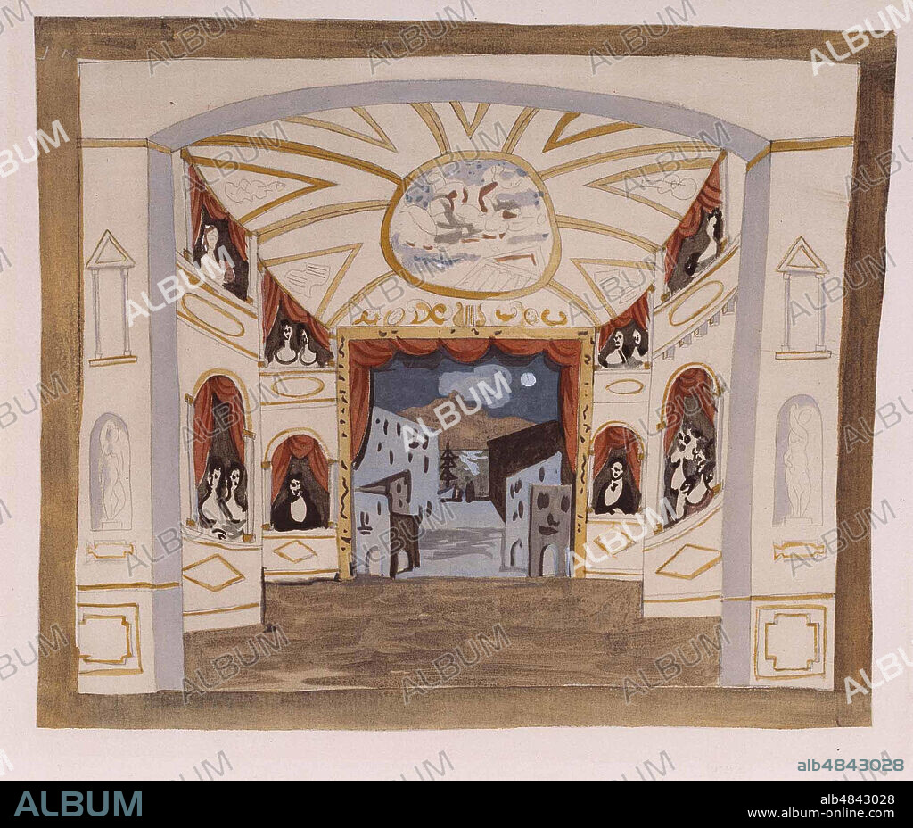PABLO PICASSO. Set design for ballet Pulcinella by by Igor Stravinsky.