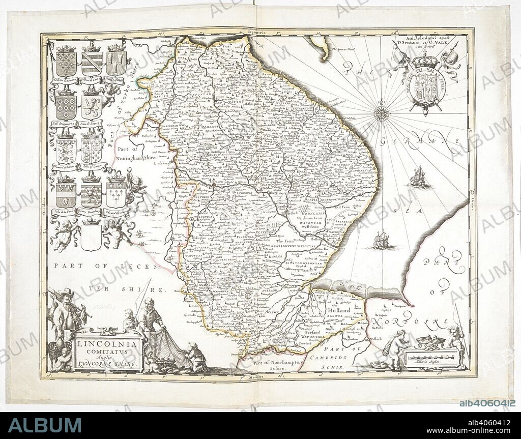 A map of Lincolnshire. Lincolnia Comitatus, Anglis Lincolnshire. Amstelodami : P. Schenk et G. Valk, [1680?]. Source: Maps * 3355.(6.).