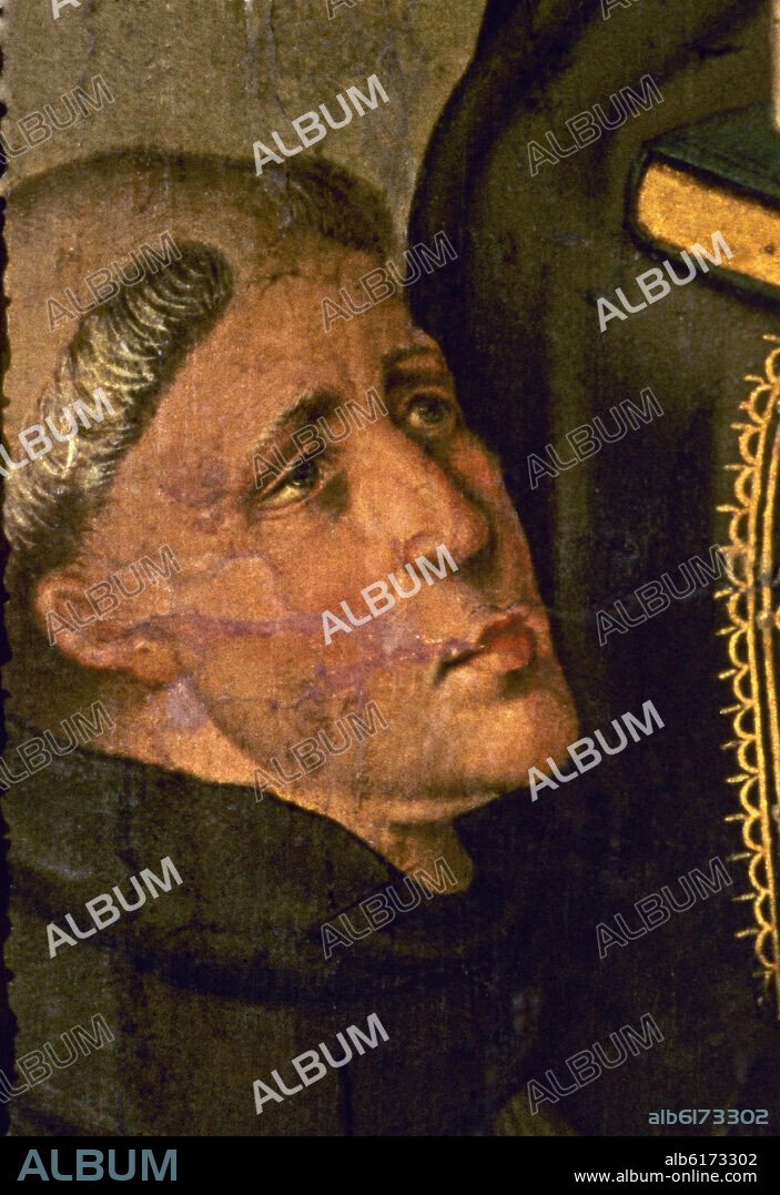 ANONIMO ESPAÑOL. LA VIRGEN DE LOS REYES CATÓLICOS - DETALLE DE TOMAS DE TORQUEMADA - 1491-1493 - TECNICA MIXTA/TABLA - NP 1260 - CONJUNTO 12946.