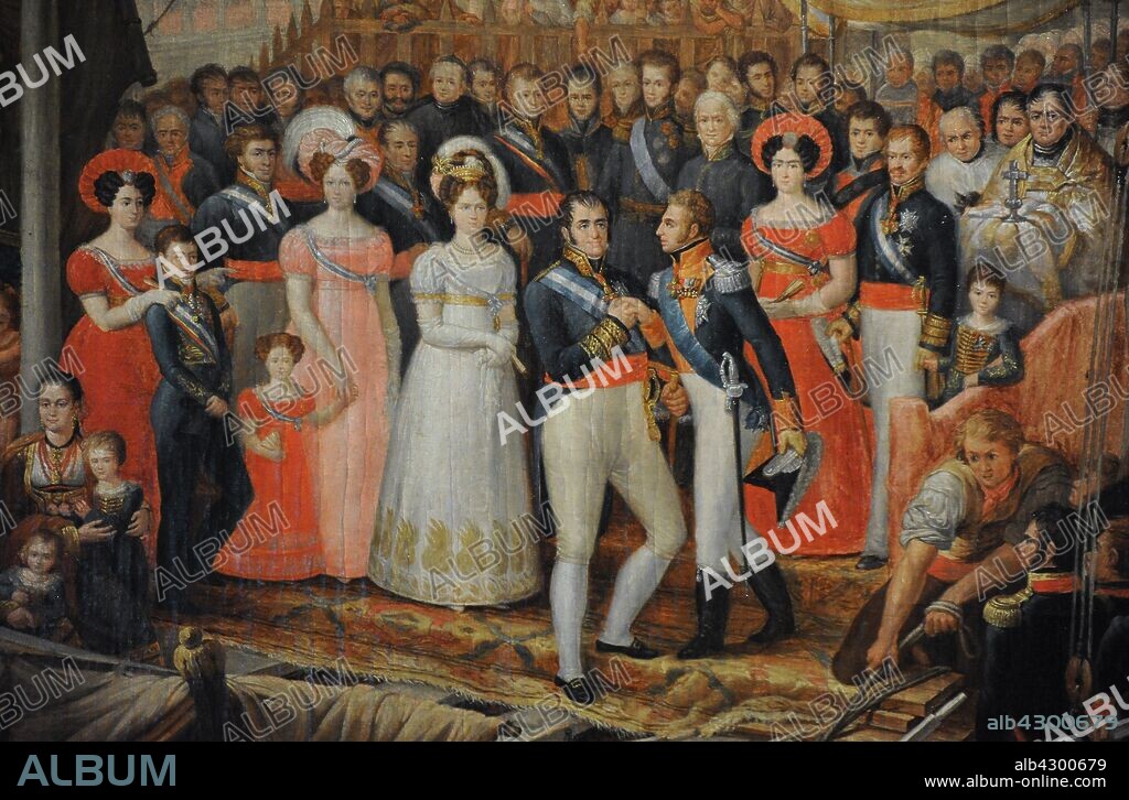 Fernando VII (1784-1833). King of Spain (1808-1833). Landing of Fernando VII in Puerto de Santa Maria, 1823-1828. Detail. By Jose Aparicio Inglada (1773-1838). Museum of Romanticism. Madrid. Spain.