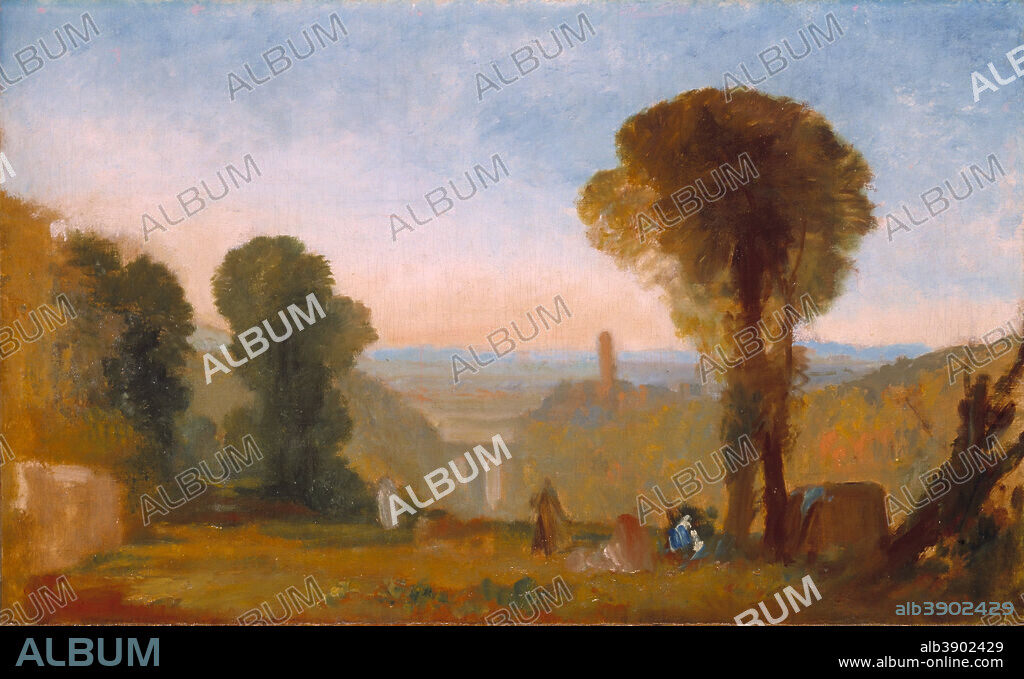 J. M. W. TURNER. Italian Landscape with Bridge and Tower. Date/Period: Ca. 1827. Painting. Oil on canvas. Height: 603 cm (19.7 ft); Width: 981 cm (10.7 yd).