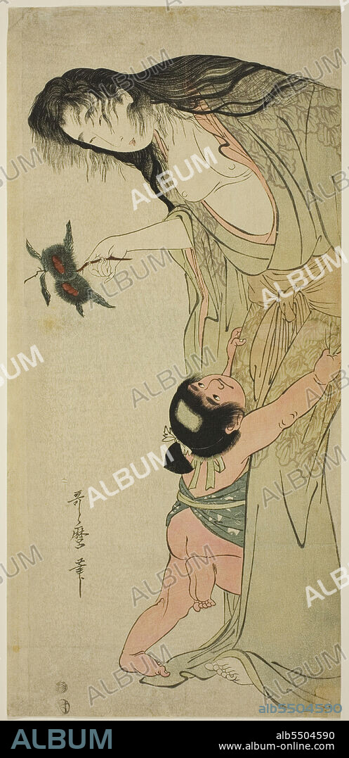 KITAGAWA UTAMARO. Yamauba Holding Chestnuts while Kintaro Reaches for Them, Japan, c. 1804/05.
