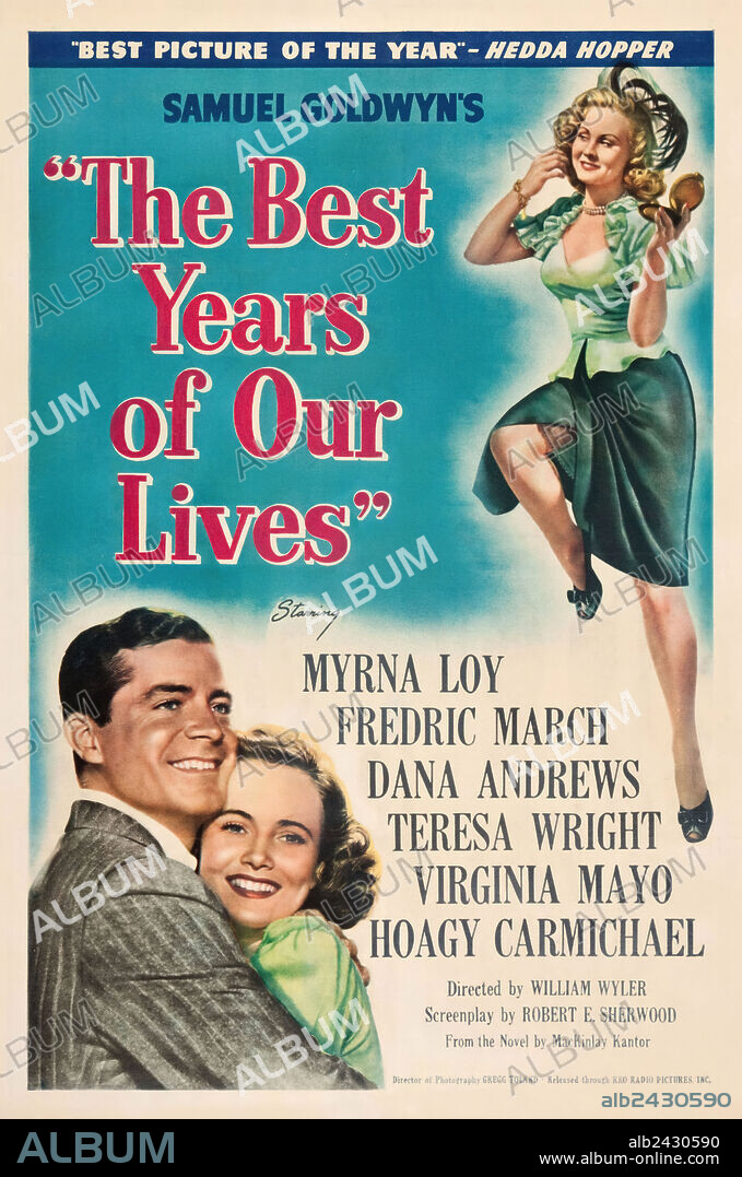 FREDRIC MARCH, MYRNA LOY and TERESA WRIGHT in THE BEST YEARS OF OUR LIVES, 1946, directed by WILLIAM WYLER. Copyright RKO.