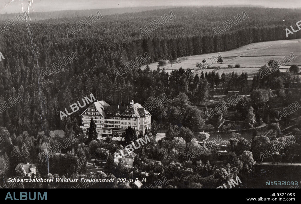 Schwarzwaldhotel Waldlust, Freudenstadt, 1936. View of the Hotel Waldlust in the Black Forest, Freudenstadt, Germany. In its heydey, silent-film actors such as Mary Pickford and Douglas Fairbanks stayed here.