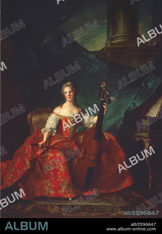 JEAN MARC NATTIER. Nattier, Jean Marc. 1685-1766. "Madame Henriette with viola da gamba". Painting.