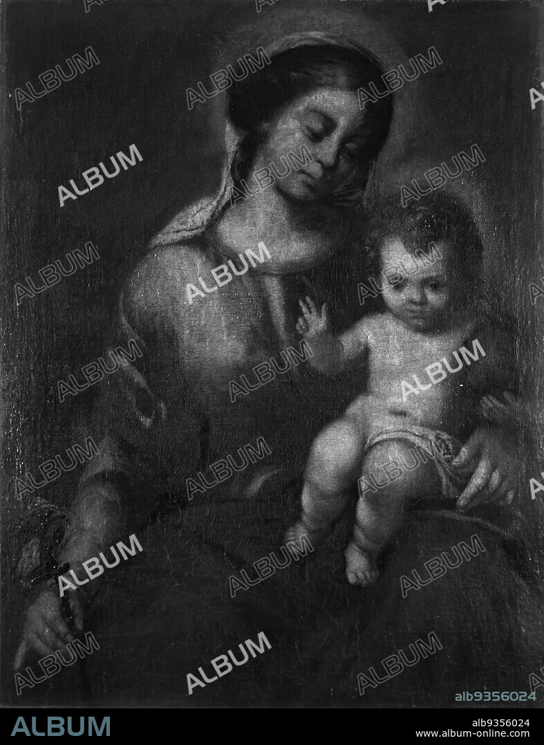 Virgin of the Rosary with the Christ Child, In the style of Bartolomé Estebán Murillo, possibly School of Granada, Spanish, 1618-1682, Oil on canvas, Spain, ca. 1700, 34 1/2 x 29 9/16 in., 87.6 x 75.1 cm.