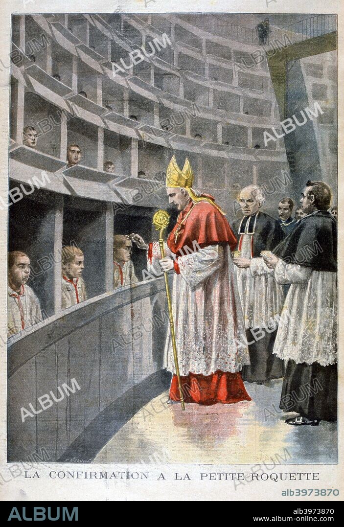 Confirmation at the prison de petite roquette for children, Paris, 1896. An illustration from Le Petit Journal, 1st November 1896.
