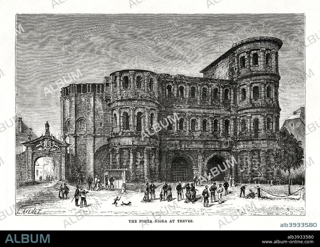 The Porta Nigra, Trier, Germany, 1879. The Porta Nigra is a well-preserved gate, part of Trier's important Roman remains.
