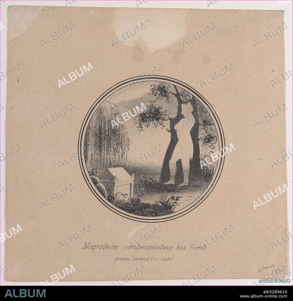 ANNIN & SMITH. Hidden silhouette of Napoleon contemplating his tomb, ca. 1821.