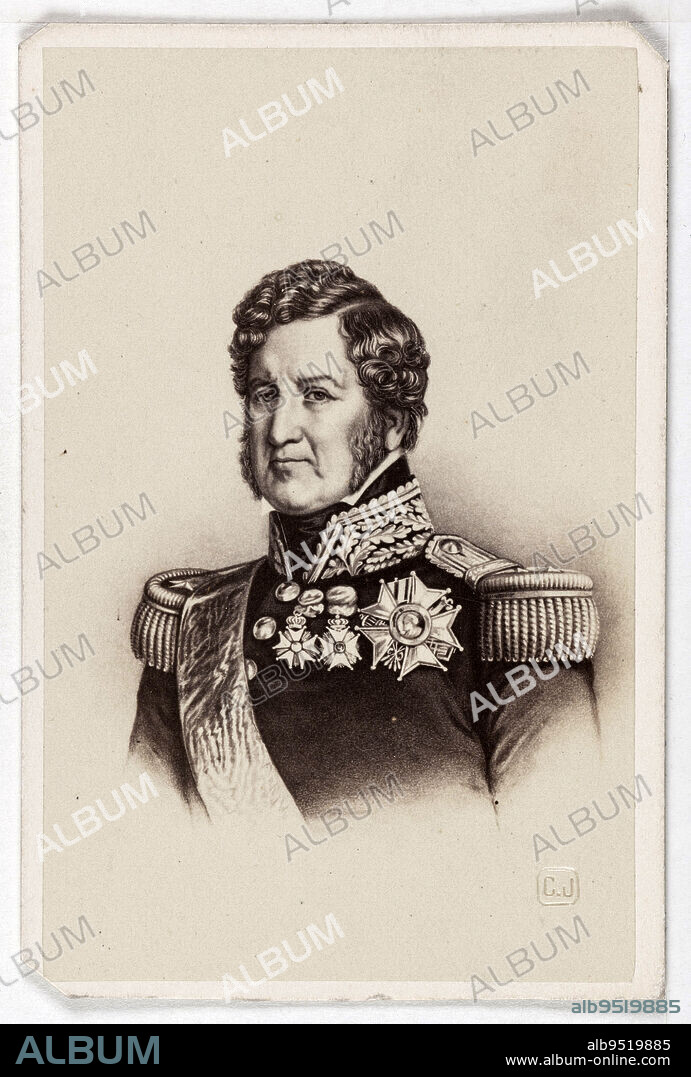 Portrait of Louis-Philippe I, (1773-1850), (Lieutenant General, King of the French 1830-1848), Charlet & Jacotin, Photographer, Between 1860 and 1890, 2nd half of the 19th century, Photography, Graphic arts, Photography, Albumen paper print, Dimensions - Work: Height: 8.7 cm, Width: 5.6 cm, Dimensions: Height: 9.1 cm, Width: 6.1 cm.