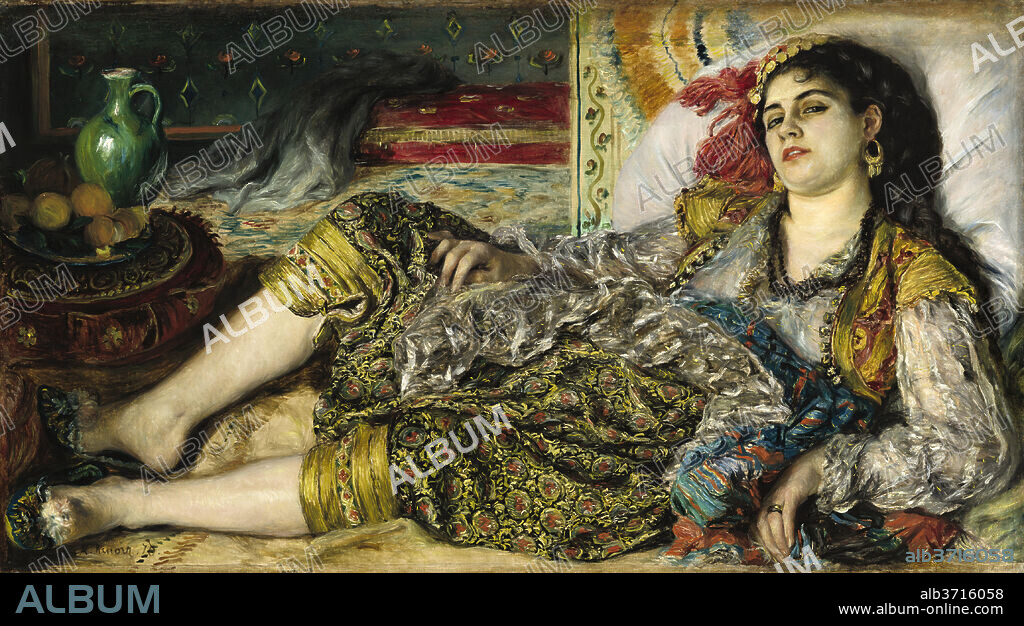 AUGUSTE RENOIR. Odalisque. Dated: 1870. Dimensions: overall: 69.2 x 122.6 cm (27 1/4 x 48 1/4 in.)  framed: 99 x 153.7 cm (39 x 60 1/2 in.). Medium: oil on canvas.