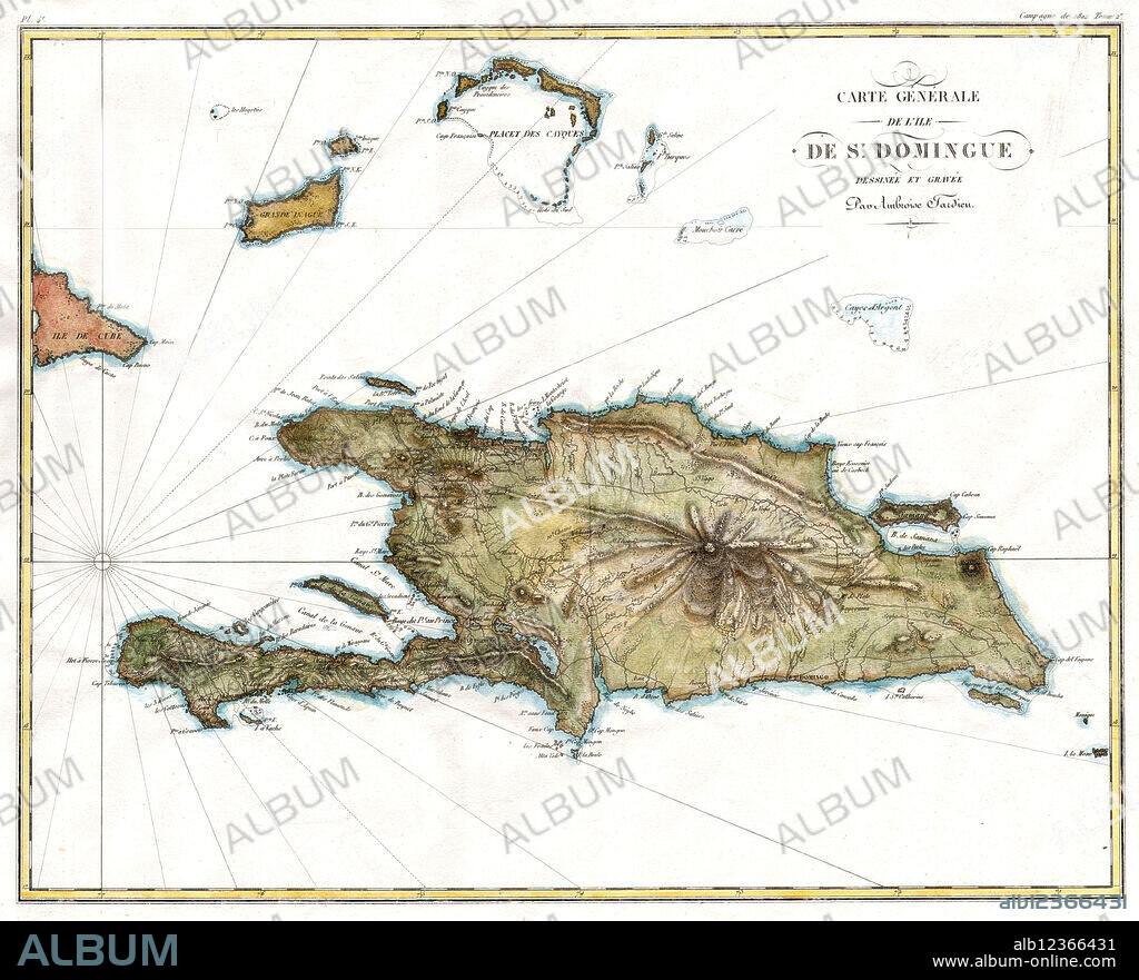 A 1802 map of Hispaniola or Santo Domingo (St. Domingue) by Ambroise Tardieu.