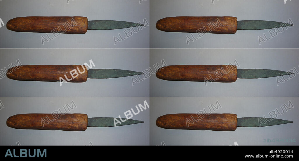 Chisel, New Kingdom, Dynasty 18, Joint reign of Hatshepsut and Thutmose III, ca. 14791458 B.C., From Egypt, Upper Egypt, Thebes, Deir el-Bahri, Temple of Hatshepsut, Foundation Deposit 4 (D), 192324, Wood, bronze or copper alloy, l. 27 cm (10 5/8 in).