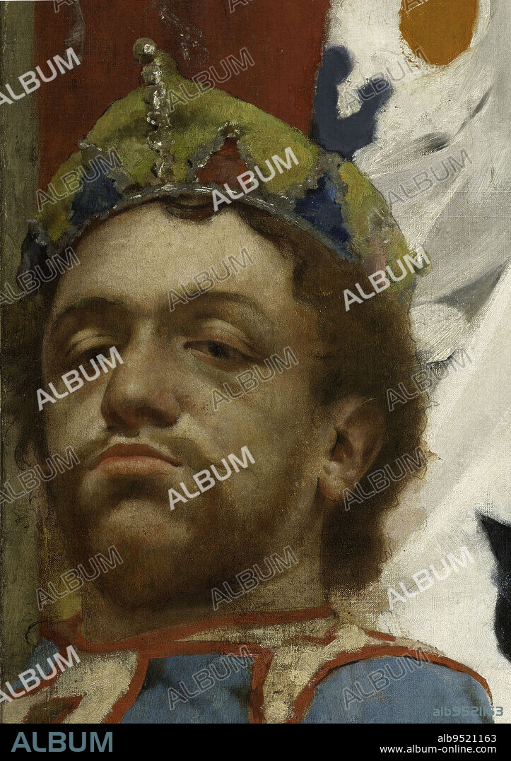 Grimaces and misery - The Jesters (white clown and candy man), Pelez, Fernand, Painter, In 1888, 4th quarter of the 19th century, Petit Palais Garden Room 03, Painting, Painting, Oil on canvas, Height: 222 cm, Width: 160.8 cm.