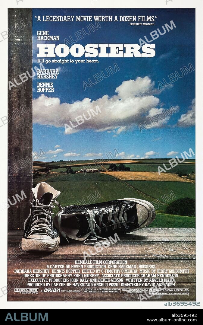 Poster de HOOSIERS: MÁS QUE ÍDOLOS, 1986 (HOOSIERS), dirigida por DAVID ANSPAUGH. Copyright ORION PICTURES.