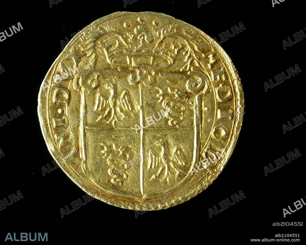 NUMISMATICA. MONEDA MODERNA. DOBLE ESCUDO DE ORO, DE FELIPE II. REVERSO. ESCUDO CORONADO CON LAS ARMAS DE MILAN. 1578. (DEPOSITO: MUSEO ARQUEOLOGICO NACIONAL).