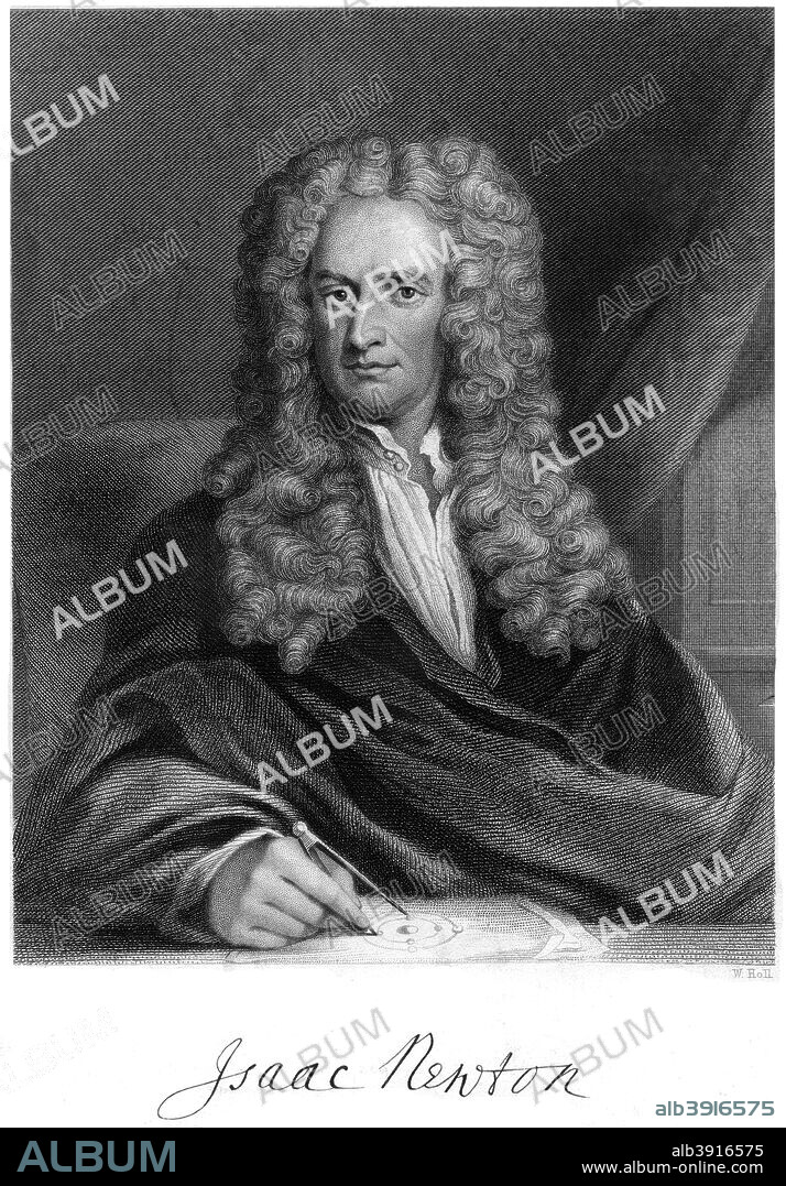 Sir Isaac Newton, English mathematician, astronomer and physicist, (19th century). Newton's (1643-1727) discoveries were prolific and exerted a huge influence on science and thought. His theories of gravity and his three laws of motion were outlined in his greatest work, Philosophiae Naturalis Principia Mathematica (1687) and he is credited with discovering differential calculus. He also formulated theories regarding optics and the nature of light that led to him building the first reflecting telescope. Knighted by Queen Anne in 1705, Newton is buried in Westminster Abbey, London.