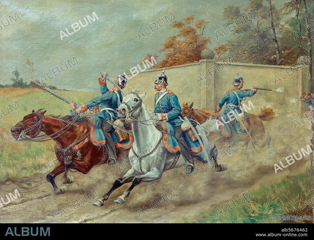 Deutsch-Französischer Krieg 1870/71. "Szene aus dem deutsch-französischen Krieg". Gemälde, undat., von Christian Sell d. Ä. (1831-1883). Öl auf Leinwand, 31 × 41,5 cm. Privatsammlung , 2002.