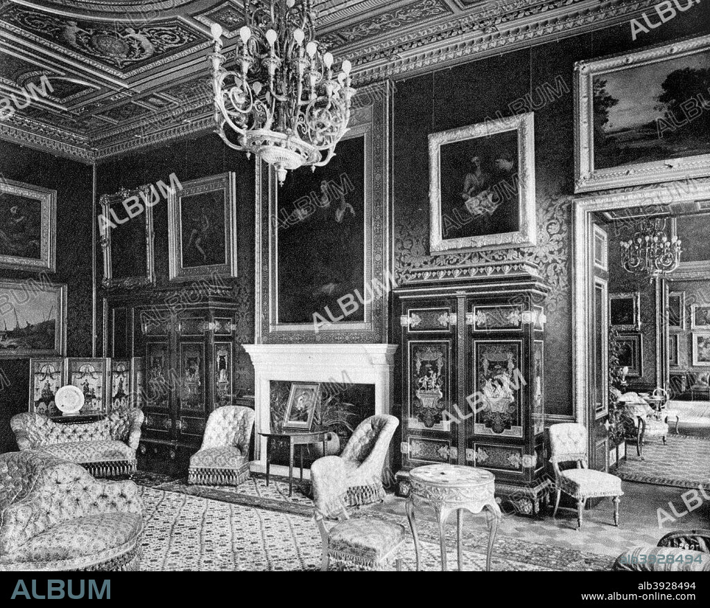 The drawing-room, Grosvenor House, 1908. A photograph from The Private Palaces of London by E Beresford Chancellor, (Kegan Paul, Trench, Trubner and Co, London, 1908).