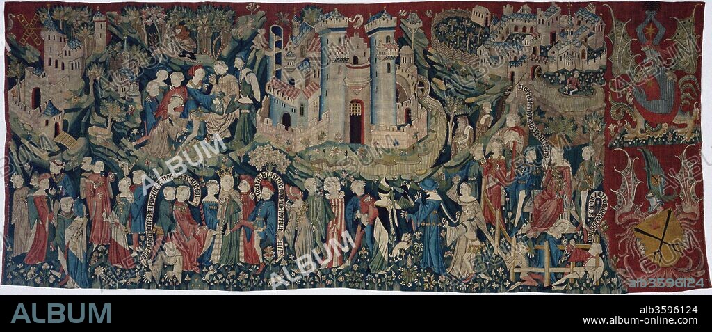 MASTER OF THE MIDDLE-RHINE. Courtly Love Games (Spieleteppich), tapestry.
