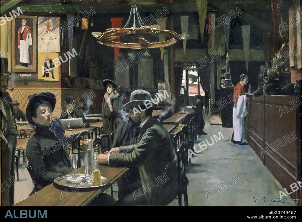 SANTIAGO RUSIÑOL (1861-1931). EL CAFE DE MONTMARTRE - 1890.