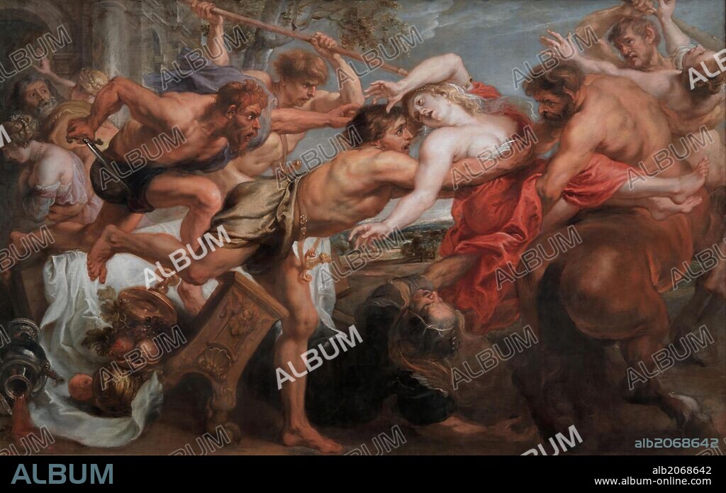 PETER PAUL RUBENS (y taller). Pedro Pablo Rubens (y taller) / 'El rapto de Hipodamía', 1636-1637, Escuela Flamenca, Óleo sobre Lienzo, 182,5 cm x 285,5 cm, P01658.