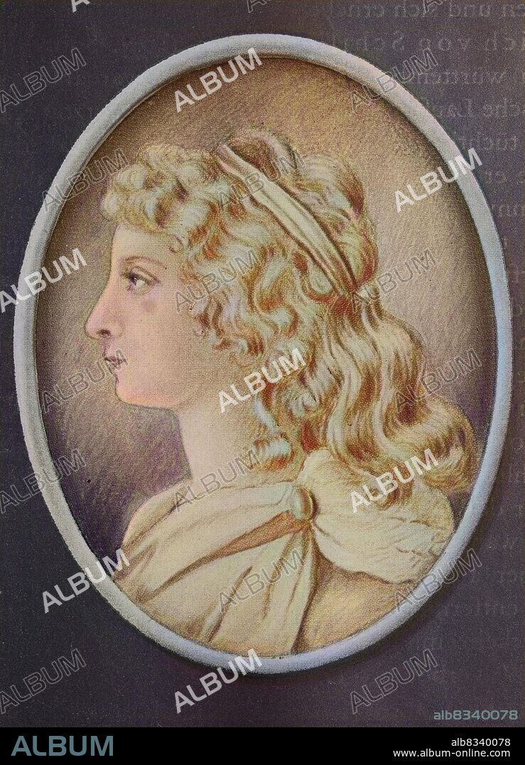 Charlotte Luise Antoinette von Schiller, born Charlotte von Lengefeld, 1766-1826, wife of German poet Friedrich Schiller / Charlotte Luise Antoinette von Schiller, geb. Charlotte von Lengefeld, 1766Äì1826, Ehefrau des deutschen Dichters Friedrich Schiller, Historisch, digital improved reproduction of an original from the 19th century / digitale Reproduktion einer Originalvorlage aus dem 19. Jahrhundert.