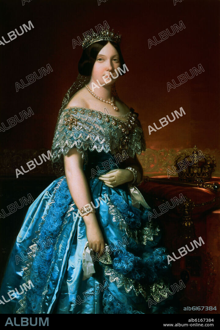 FEDERICO DE MADRAZO Y KUNTZ (1815-1894). RETRATO DE ISABEL II REINA DE ESPAÑA - SIGLO XIX.