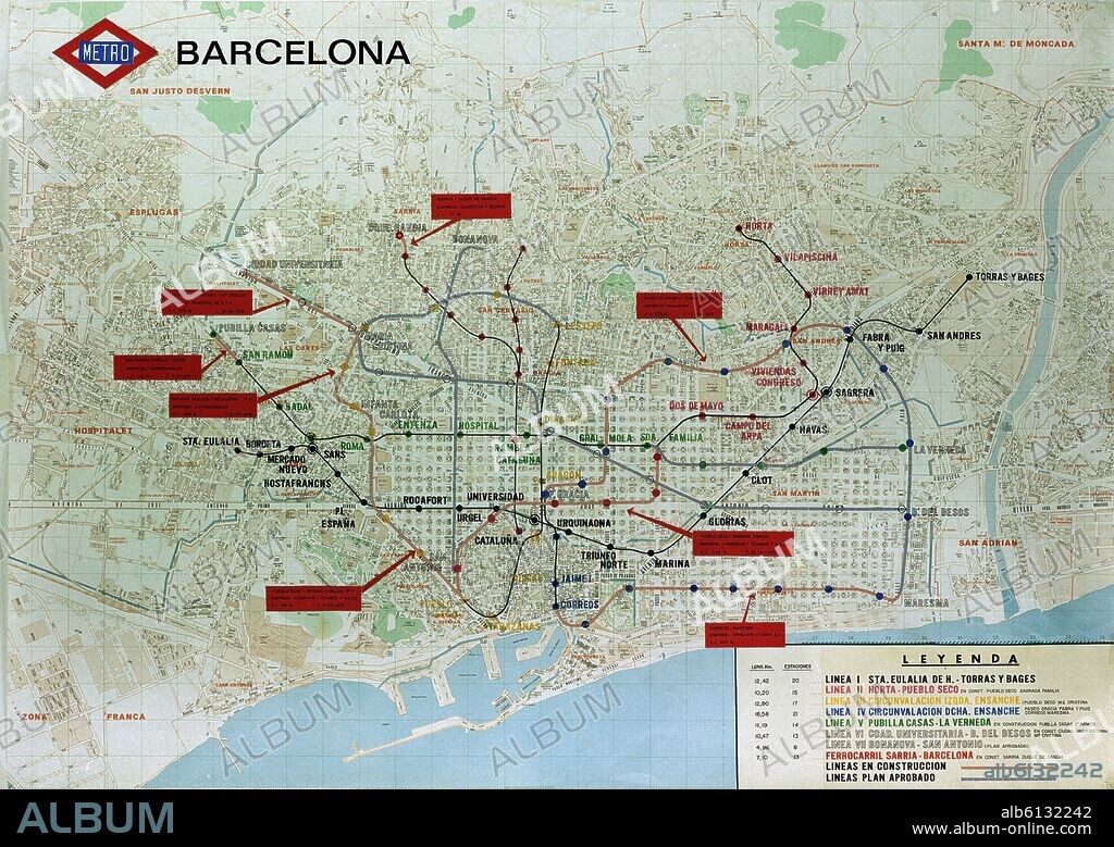 PLANO-METRO DE BARCELONA EN PROYECTO.