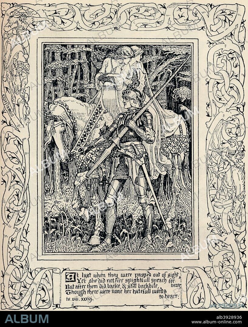 'Faerie Queene', c1900. The Faerie Queene by Edmund Spenser (1553-1599), illustrated by Walter Crane (1845-1915) . From Modern Pen Drawings: European and American, Edited by Charles Holme. [The Offices of the Studio, London, Paris, New York, 1900-01].