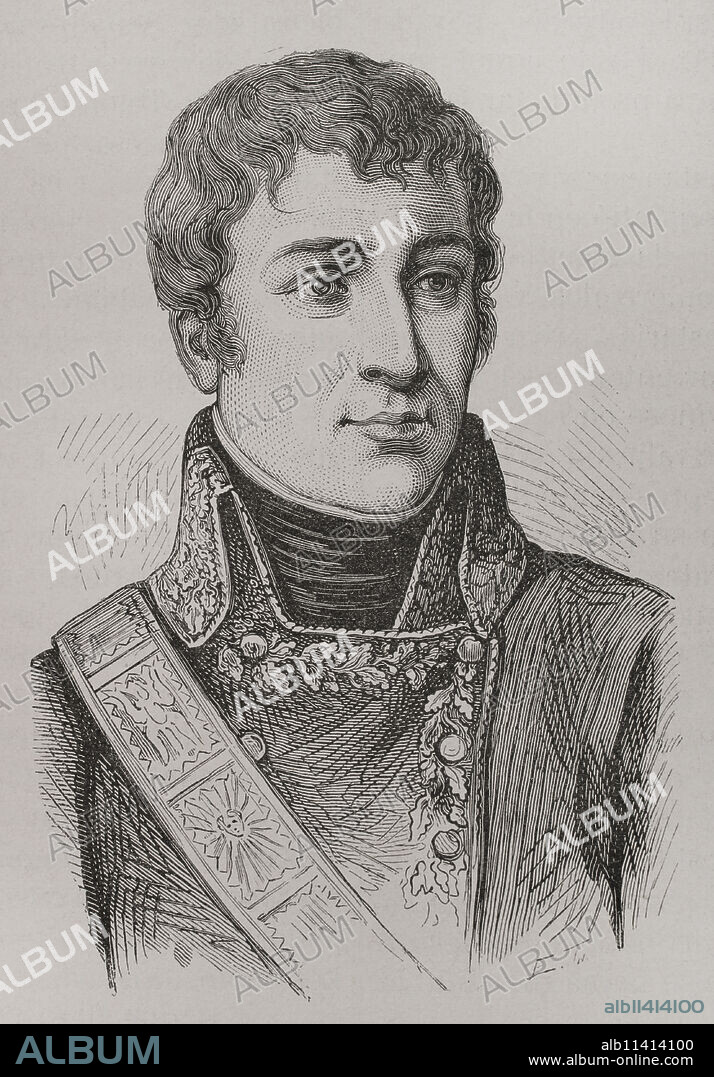 Louis Marie de Caffarelli du Falga (Louis-Marie-Joseph Maximilian Caffarelli du Falga) (1756-1799). French general. He was part of Napoleon's expedition to invade Egypt. Portrait. Engraving. "History of the French Revolution". Volume I, 2nd part, 1879.